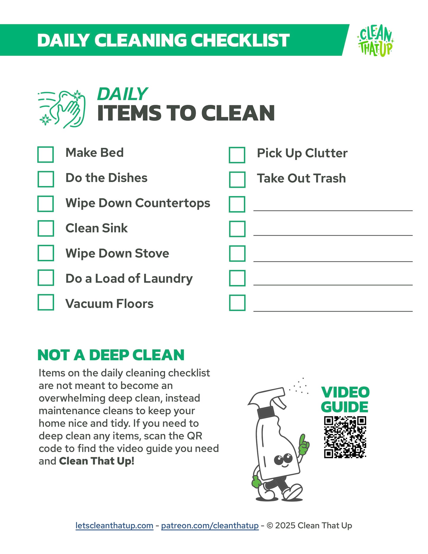 Daily Cleaning Checklist