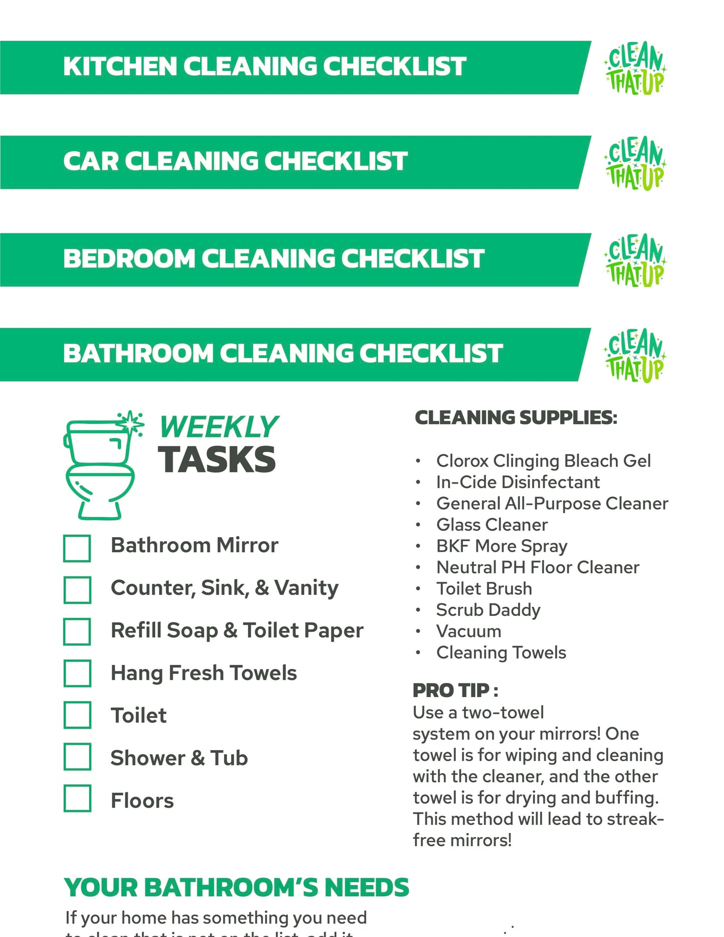 Weekly Checklist Bundle (4 PDFs)